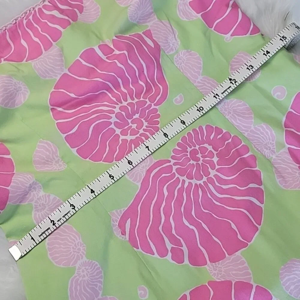 LILLY PULITZER Pink Nautilus Shell Print Strapless‎ Halter Cotton Sheath Dress 4 - Picture 7 of 10